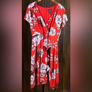 Adrianna Papell Paisley Floral Draped Aline in Red